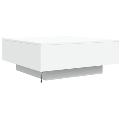 Sohvapöytä LED-valoilla valkoinen 80x80x31 cm