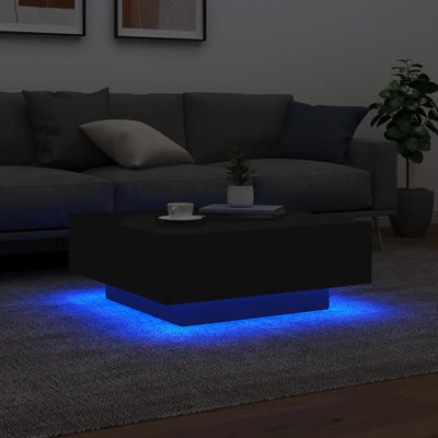 Sohvapöytä LED-valoilla musta 80x80x31 cm