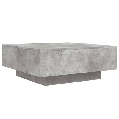 Sohvapöytä LED-valoilla betoninharmaa 80x80x31 cm