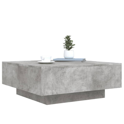 Sohvapöytä LED-valoilla betoninharmaa 80x80x31 cm