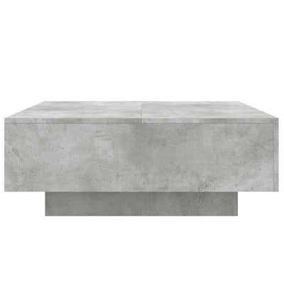 Sohvapöytä LED-valoilla betoninharmaa 80x80x31 cm
