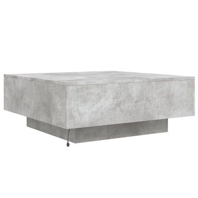 Sohvapöytä LED-valoilla betoninharmaa 80x80x31 cm