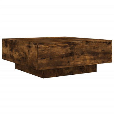 Sohvapöytä LED-valoilla savutammi 80x80x31 cm