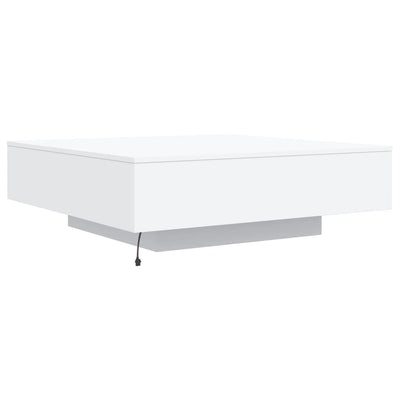 Sohvapöytä LED-valoilla valkoinen 100x100x31 cm