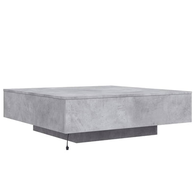 Sohvapöytä LED-valoilla betoninharmaa 100x100x31 cm