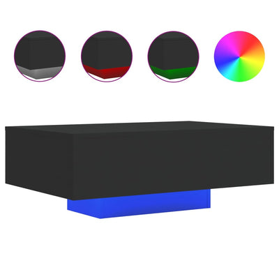 Sohvapöytä LED-valoilla musta 85x55x31 cm