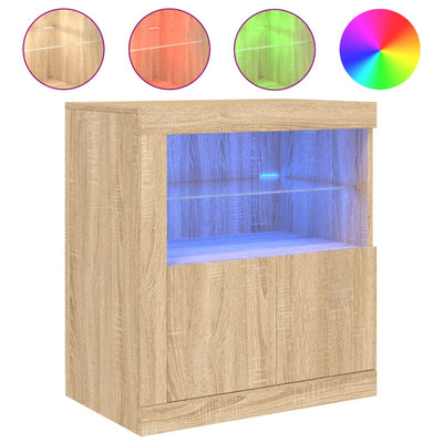 Senkki LED-valoilla Sonoma-tammi 60,5x37x67 cm