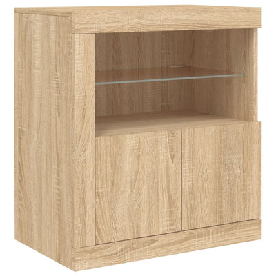 Senkki LED-valoilla Sonoma-tammi 60,5x37x67 cm