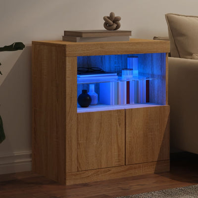 Senkki LED-valoilla Sonoma-tammi 60,5x37x67 cm