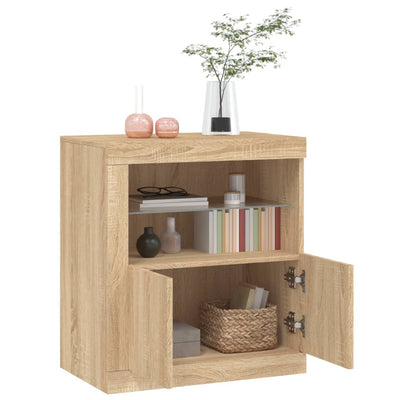 Senkki LED-valoilla Sonoma-tammi 60,5x37x67 cm