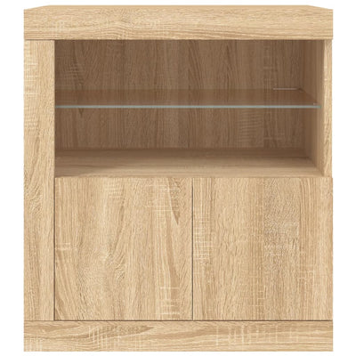 Senkki LED-valoilla Sonoma-tammi 60,5x37x67 cm