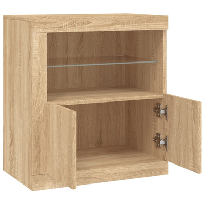 Senkki LED-valoilla Sonoma-tammi 60,5x37x67 cm