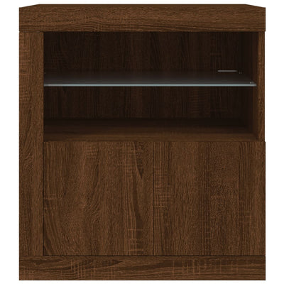 Senkki LED-valoilla ruskea tammi 60,5x37x67 cm