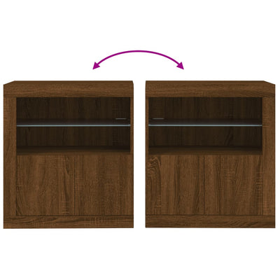 Senkki LED-valoilla ruskea tammi 60,5x37x67 cm