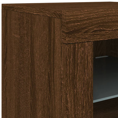 Senkki LED-valoilla ruskea tammi 60,5x37x67 cm