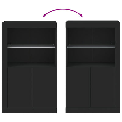 Musta sivukaappi Hurezeanu (led-valoilla, puinen)