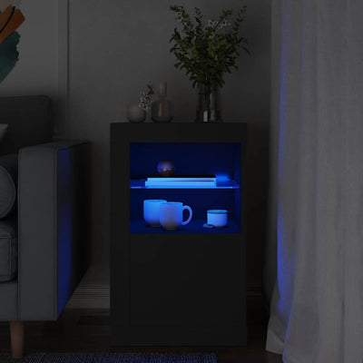 Musta sivukaappi led-valoilla Shelvie (puinen)