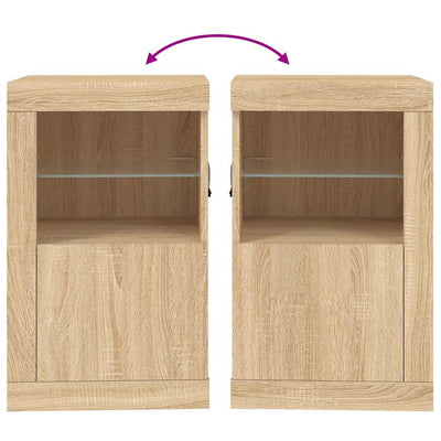 Sonoma-tammi sivukaappi Shelvie (led-valoilla, puinen)