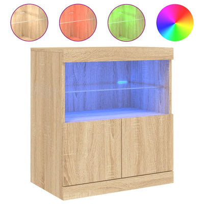Senkki LED-valoilla Sonoma-tammi 60x37x67 cm