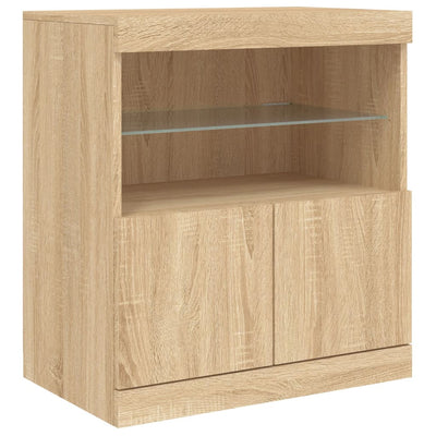 Senkki LED-valoilla Sonoma-tammi 60x37x67 cm
