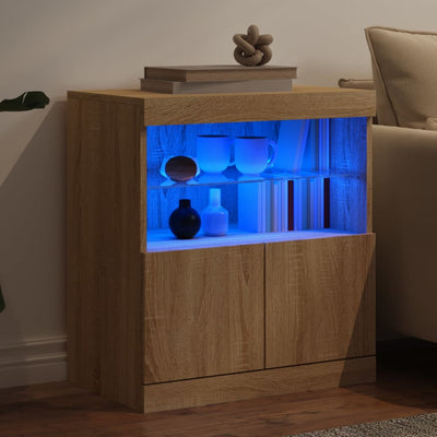 Senkki LED-valoilla Sonoma-tammi 60x37x67 cm