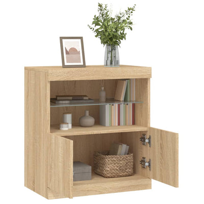 Senkki LED-valoilla Sonoma-tammi 60x37x67 cm