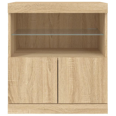 Senkki LED-valoilla Sonoma-tammi 60x37x67 cm