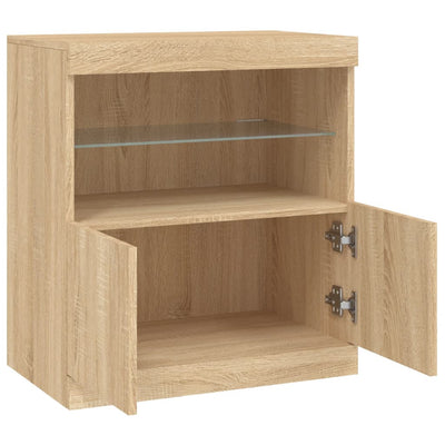 Senkki LED-valoilla Sonoma-tammi 60x37x67 cm