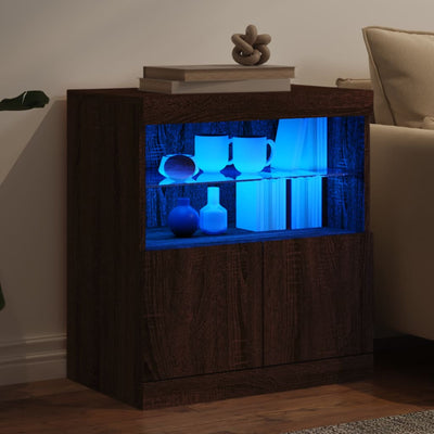 Senkki LED-valoilla ruskea tammi 60x37x67 cm