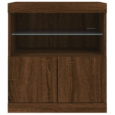 Senkki LED-valoilla ruskea tammi 60x37x67 cm