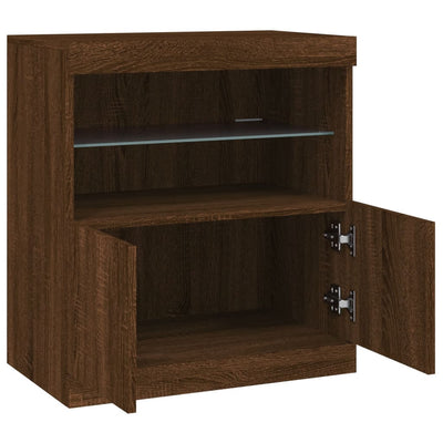 Senkki LED-valoilla ruskea tammi 60x37x67 cm
