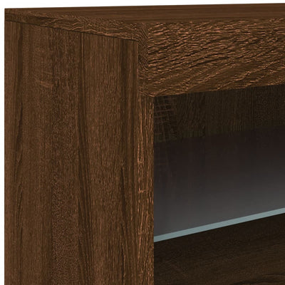 Senkki LED-valoilla ruskea tammi 60x37x67 cm