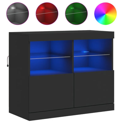 Senkki LED-valoilla musta 81x37x67 cm