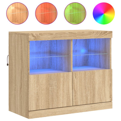 Senkki LED-valoilla Sonoma-tammi 81x37x67 cm