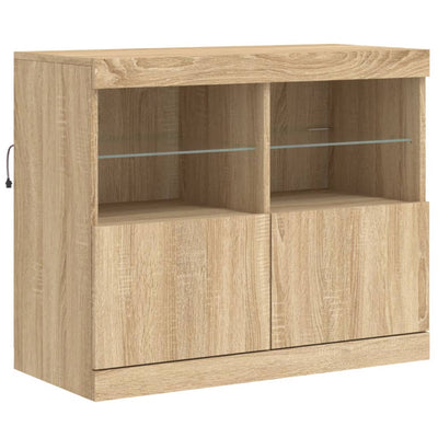 Senkki LED-valoilla Sonoma-tammi 81x37x67 cm