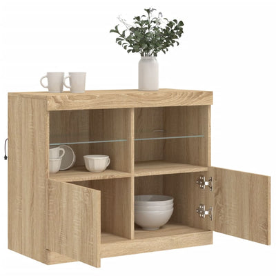Senkki LED-valoilla Sonoma-tammi 81x37x67 cm