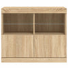Senkki LED-valoilla Sonoma-tammi 81x37x67 cm