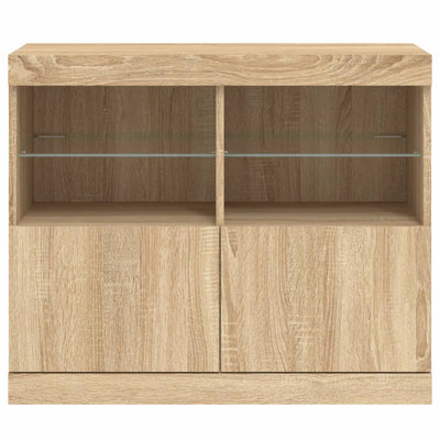 Senkki LED-valoilla Sonoma-tammi 81x37x67 cm
