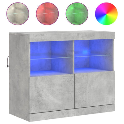 Senkki LED-valoilla betoninharmaa 81x37x67 cm