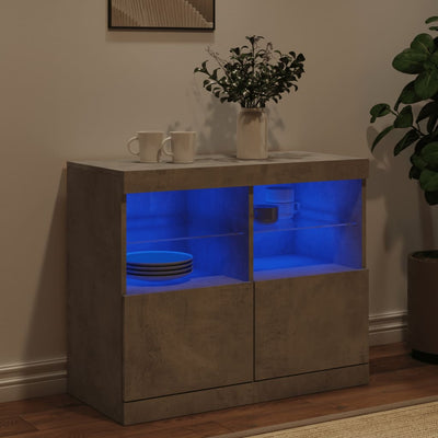 Senkki LED-valoilla betoninharmaa 81x37x67 cm