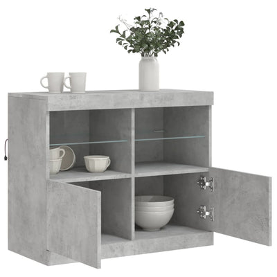 Senkki LED-valoilla betoninharmaa 81x37x67 cm