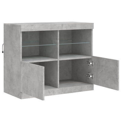 Senkki LED-valoilla betoninharmaa 81x37x67 cm