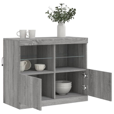 Senkki LED-valoilla harmaa Sonoma 81x37x67 cm