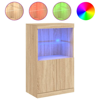 Senkki LED-valoilla Sonoma-tammi 60,5x37x100 cm