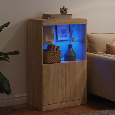 Senkki LED-valoilla Sonoma-tammi 60,5x37x100 cm
