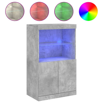 Senkki LED-valoilla betoninharmaa 60,5x37x100 cm