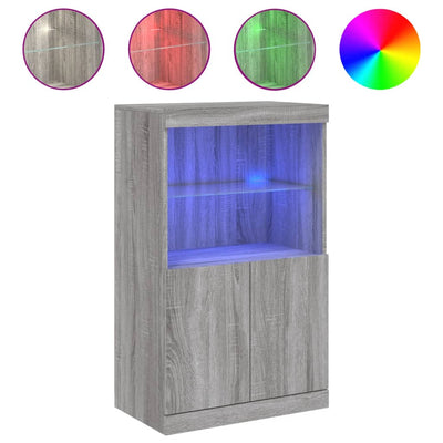 Senkki LED-valoilla harmaa Sonoma 60,5x37x100 cm