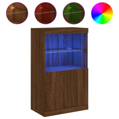 Senkki LED-valoilla ruskea tammi 60,5x37x100 cm