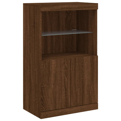 Senkki LED-valoilla ruskea tammi 60,5x37x100 cm