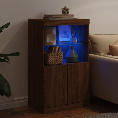 Senkki LED-valoilla ruskea tammi 60,5x37x100 cm